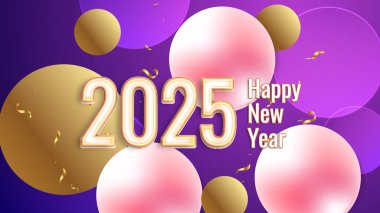 Altın Pembe ve Mor Mor Soyut Mutlu Yıllar 2025 Tasarım Arkaplanı