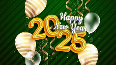 Sarı Altın ve Yeşil Şık Yeni Yıl Tasarım Arkaplanı