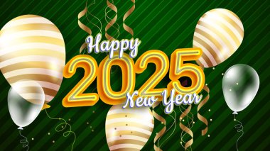 Sarı Altın ve Yeşil Zarif 2025 Yeni Yıl Etkinlik Tasarımı Arkaplanı