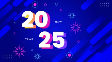 Mavi Sarı Mor Mor ve Beyaz Kutlama 2025 Tasarım Arkaplanı