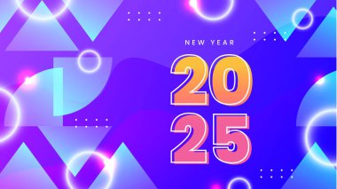 Pembe Mavi ve Turuncu Stili Yeni Yıl Tasarım Arkaplanı