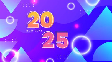 Pembe Mavi ve Turuncu Zarif 2025 Yeni Yıl Etkinlik Arkaplanı