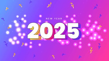 Mavi Mor Mor Pembe ve Beyaz Mutlu Yıllar 2025 Tasarım Arkaplan