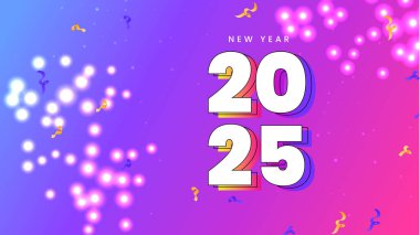 Mavi Mor Mor Pembe ve Beyaz Yeni Yıl Kutlaması 2025 Tasarım Arkaplanı
