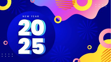 Renkli Modern Mutlu Yıllar 2025 Tasarım Arkaplanı