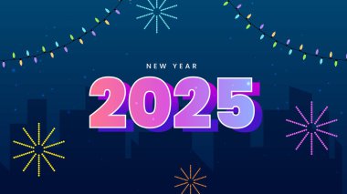 Mavi Pembe ve Mor Mor Mutlu Yıllar 2025 Tasarım Arkaplanı