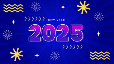 Mavi Sarı ve Mor Yeni Yıl Mor Tasarım Arkaplanı