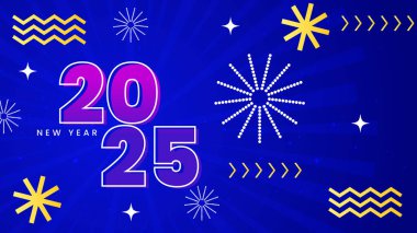 Mavi Sarı ve Mor Mor Soyut Mutlu Yıllar 2025 Tasarım Arkaplanı