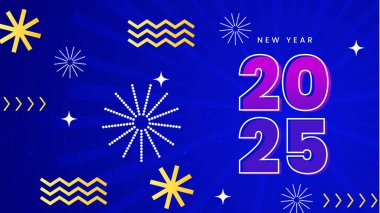 Mavi Sarı ve Mor Mor Modern Mutlu Yıllar 2025 Tasarım Arkaplanı