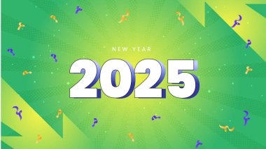 Yeşil ve Beyaz Yeni Yıl 2025 Tasarım Arkaplanı
