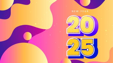 Mor Menekşe Turuncu ve Pembe Yeni Yıl Kutlaması 2025 Tasarım Arkaplanı