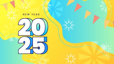 Sarı Mavi ve Beyaz Şık Yeni Yıl Tasarım Arkaplanı