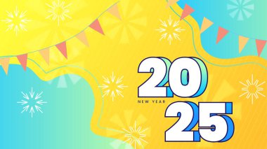 Sarı Mavi ve Beyaz Zarif 2025 Yeni Yıl Olay Tasarımı Arkaplanı