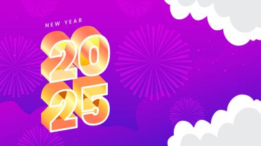 Mor Menekşe Turuncu ve Beyaz Tarz Yeni Yıl Tasarım Arkaplanı