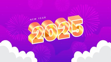 Mor menekşe turuncu ve beyaz sade mutlu yıllar 2025 Tasarım Arkaplanı