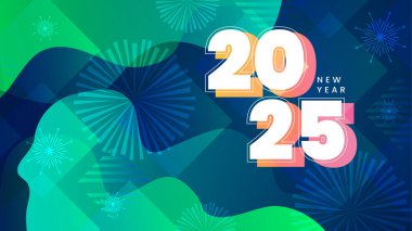 Mavi Yeşil Turuncu ve Beyaz Kutlama 2025 Tasarım Arkaplanı