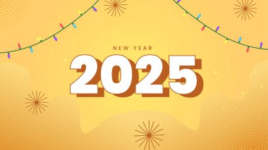 Turuncu ve Beyaz Basit Mutlu Yıllar 2025 Tasarım Arkaplanı