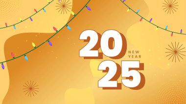 Turuncu ve Beyaz Zarif 2025 Yeni Yıl Etkinlik Tasarımı Arkaplanı