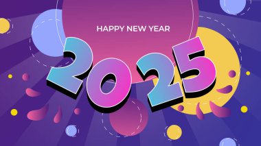 Mor Mor Mor ve Sarı Yeni Yıl Kutlaması 2025 Tasarım Arkaplanı