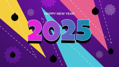 Renkli Basit Mutlu Yıllar 2025 Tasarım Arkaplanı