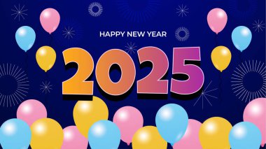 Renkli Yeni Yıl 2025 Tasarım Arkaplanı