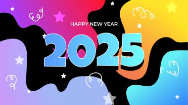 Renkli Basit Mutlu Yıllar 2025 Tasarım Arkaplanı