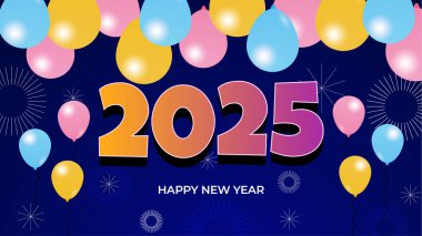 Renkli Modern Mutlu Yıllar 2025 Tasarım Arkaplanı