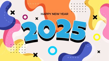 Renkli Modern Mutlu Yıllar 2025 Tasarım Arkaplanı