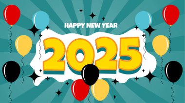 Renkli Basit Mutlu Yıllar 2025 Tasarım Arkaplanı