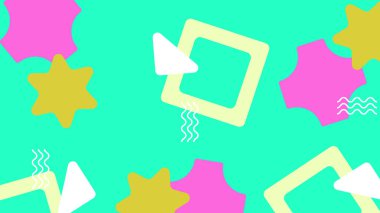 Renkli Şekillere sahip enerjik Soyut Geometrik Arkaplan. Web Tasarımı, Pazarlama Malzemeleri ve Sanatsal Projeler için ideal