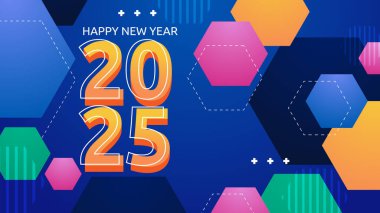 Renkli Modern Mutlu Yıllar 2025 Tasarım Arkaplanı