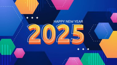 Renkli Yeni Yıl 2025 Tasarım Arkaplanı