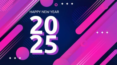 Koyu Mavi Pembe ve Beyaz Yeni Yıl Kutlaması 2025 Tasarım Arkaplanı