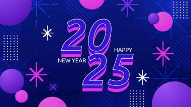 Koyu Mavi Mor Mor ve Pembe Kutlama 2025 Tasarım Arkaplanı