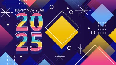 Renkli Modern Mutlu Yıllar 2025 Tasarım Arkaplanı