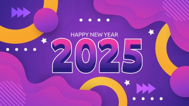 Mor menekşe turuncu ve beyaz sade mutlu yıllar 2025 Tasarım Arkaplanı