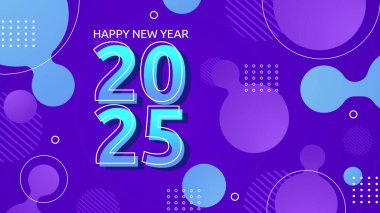 Mavi Mor Menekşe ve Beyaz Tarz Yeni Yıl Tasarım Arkaplanı