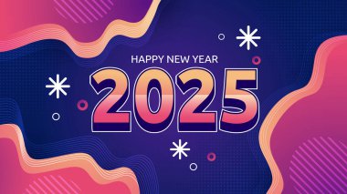 Koyu Mavi Turuncu ve Mor Mor Yeni Yıl Tasarım Arkaplanı