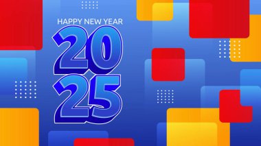 Mavi Kırmızı ve Turuncu Yeni Yıl Kutlaması 2025 Tasarım Arkaplanı