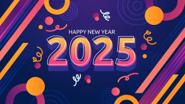 Mor Menekşe Turuncu ve Pembe Yeni Yıl Tasarım Arkaplanı