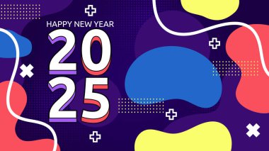 Renkli Modern Mutlu Yıllar 2025 Tasarım Arkaplanı