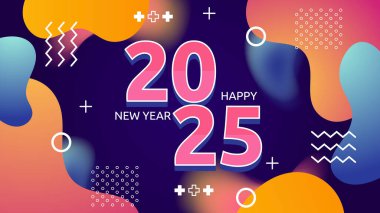 Mavi Turuncu ve Pembe Kutlama 2025 Tasarım Arkaplanı