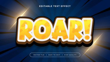 Sarı Kahverengi ve Mavi Kükreyen 3d Düzenlenebilir Metin Efekti - Yazı Tipi Biçimi