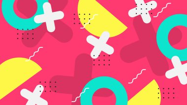 Modern Şekilli Renkli Soyut Geometrik Arkaplan. Canlı Renklerle Geometrik Şekilleri Gösteren Canlı Soyut Arkaplan. Yaratıcı Projeler, Tasarımlar ve Web Kullanımı için ideal