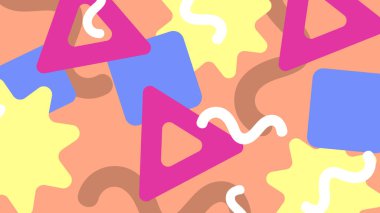 Canlı Şekiller ve Renklerle Soyut Geometrik Arkaplan. Yaratıcı Tasarım Projeleri, Sunumlar ve Modern Sanatsal Gösteriler için ideal