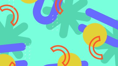 Renkli Şekillere sahip canlı Geometrik Soyut Arkaplan. Canlı Geometrik Şekiller ve Kalın Renkler içeren Oyuncu ve Dinamik Soyut Bir Arkaplan Modern ve Enerjik Tasarım Oluştur