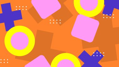 Renkli Şekillere sahip enerjik Soyut Geometrik Arkaplan. Web Tasarımı, Pazarlama Malzemeleri ve Sanatsal Projeler için ideal