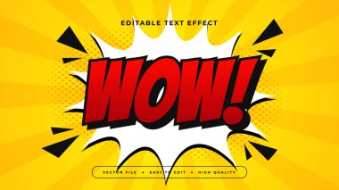 Kırmızı Beyaz ve Sarı Vay canına 3d Düzenlenebilir Metin Efekti - Yazı Tipi Biçimi