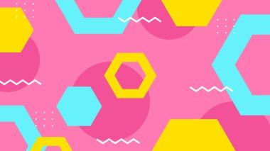 Modern Şekilli Renkli Soyut Geometrik Arkaplan. Canlı Renklerle Geometrik Şekilleri Gösteren Canlı Soyut Arkaplan. Yaratıcı Projeler, Tasarımlar ve Web Kullanımı için ideal