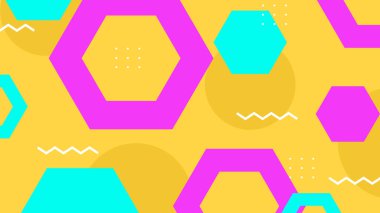 Renkli Şekillere sahip enerjik Soyut Geometrik Arkaplan. Web Tasarımı, Pazarlama Malzemeleri ve Sanatsal Projeler için ideal